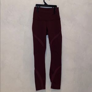 Lululemon Burgundy Mesh Leggings